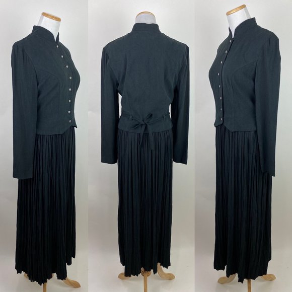 VTG 90s Faded Black Western Dress XS/S Cowgirl - Picture 2 of 7